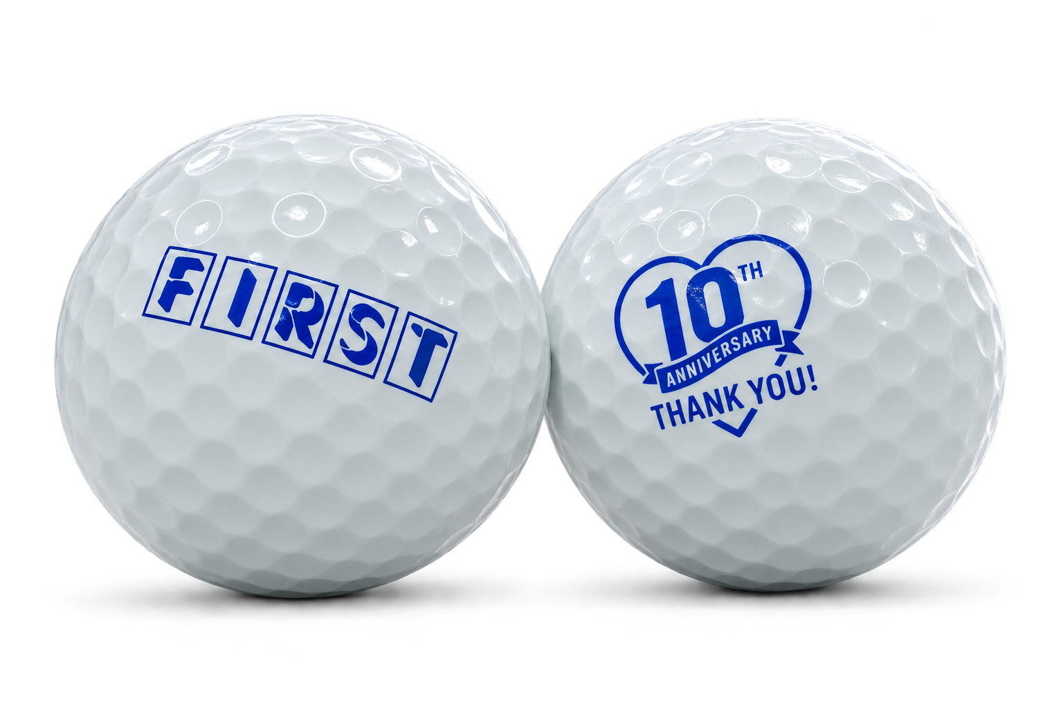 FIRST 10th anniversary branded golf balls