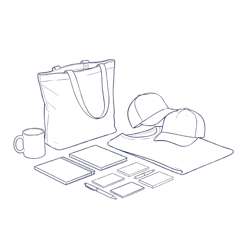 Concept sketches for intellectual property merchandise and product packaging