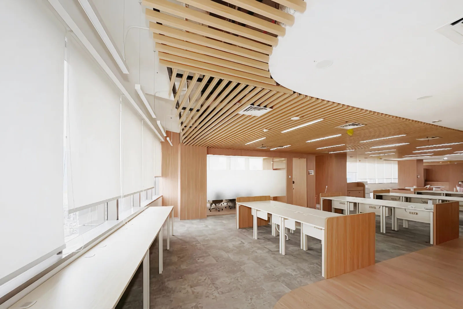 Intikom office interior with warm timber details