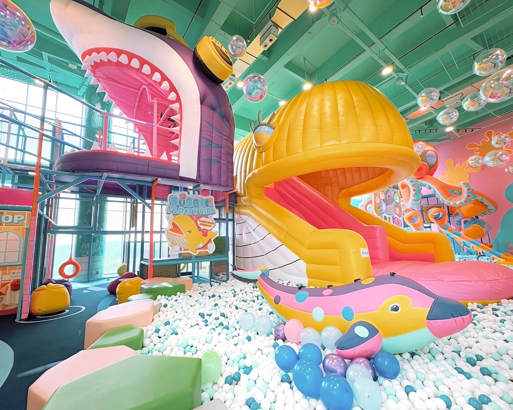 Sculptural indoor playground interior