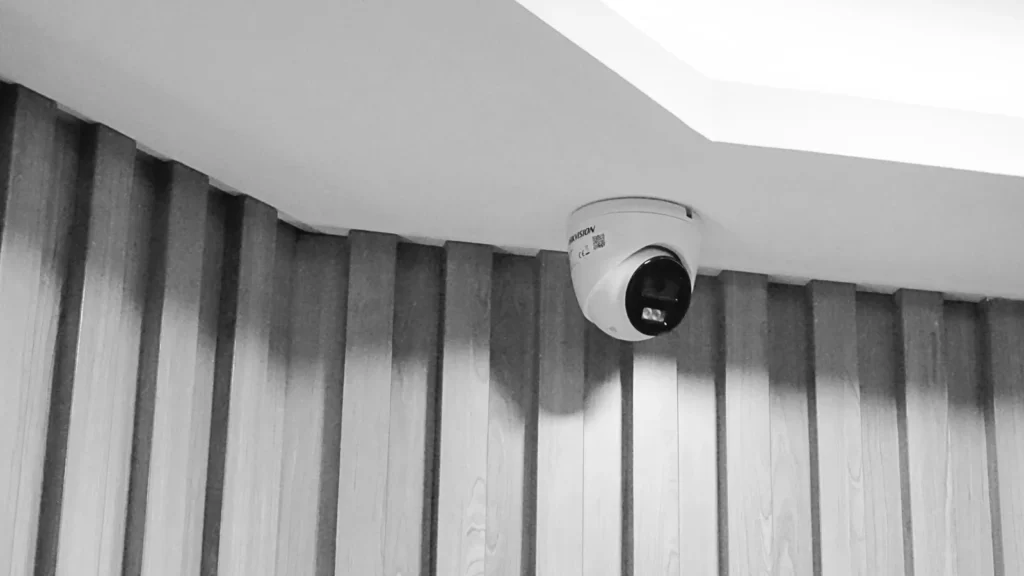 Ceiling-mounted CCTV camera for office security planning